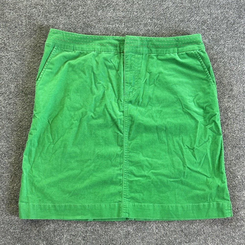 Lilly Pulitzer Skirt Womens 8 Green Twill Straight Short Pockets Stretch Summer
